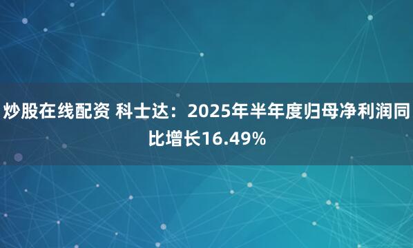 炒股在线配资 科士达：2025年半年度归母净利润同比增长16.49%